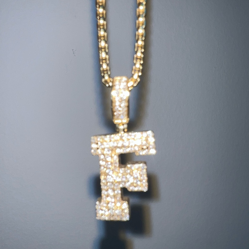 10kt diamond “F” charm, 61ct GOLD